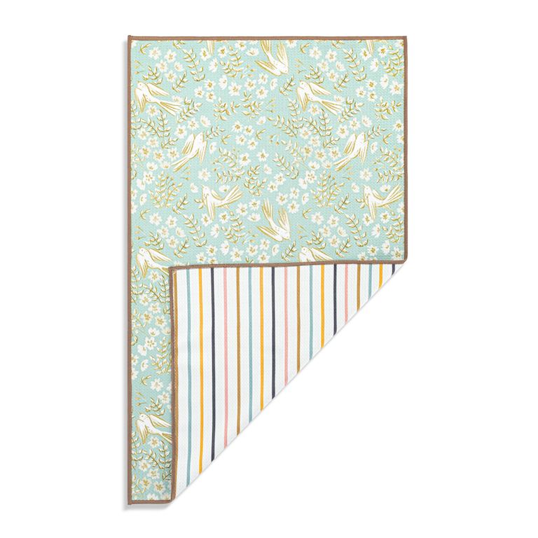 Bird Vintage Floral Absorbent 2 Sided Towel