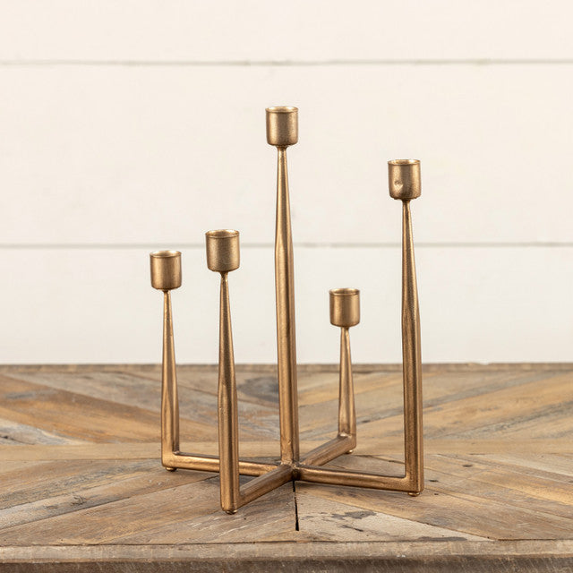 Gold 5 Taper Candle Holder