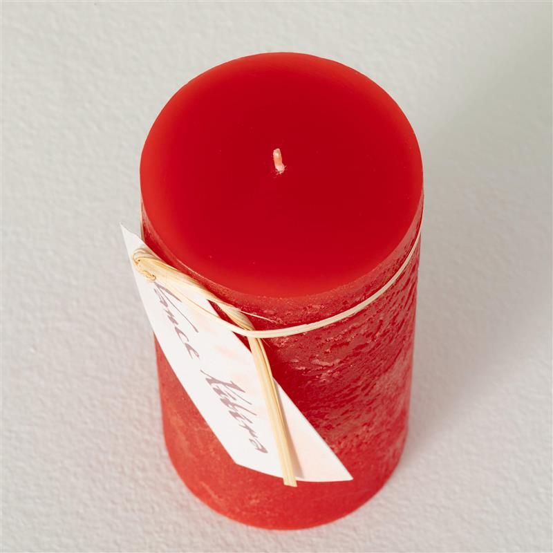Ritz Red Timber Pillar Candle