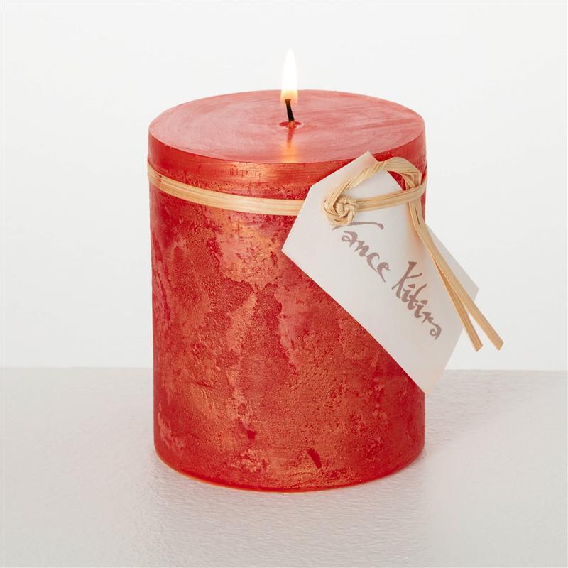 Ritz Red Timber Pillar Candle