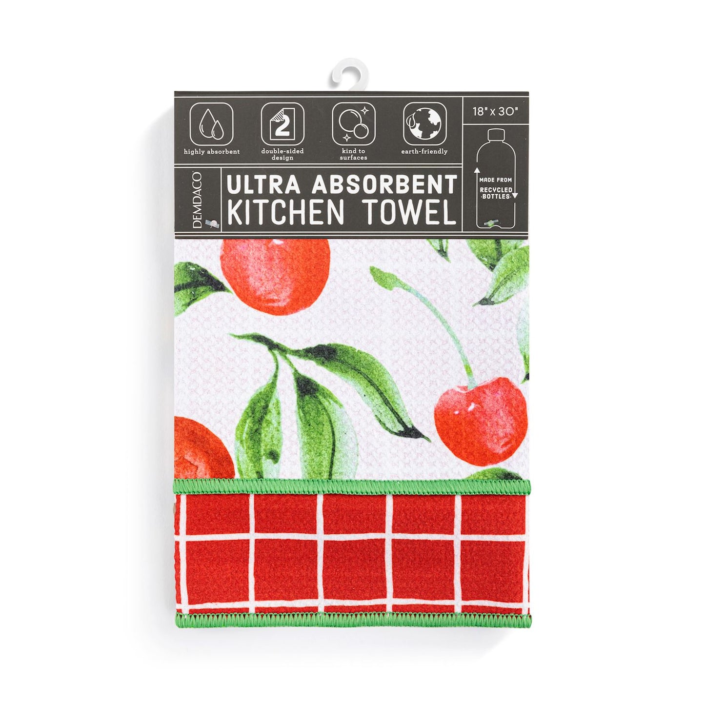 Cherry Red Plaid Absorbent Reversible 2Sided Towel
