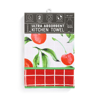 Cherry Red Plaid Absorbent Reversible 2Sided Towel
