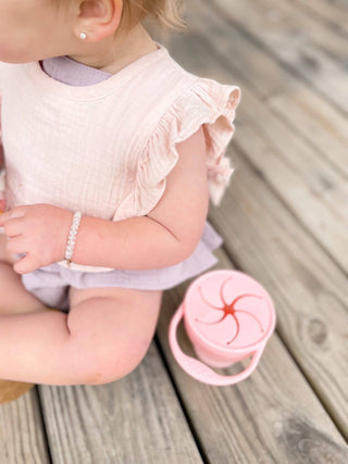 Pink Muslin Cotton Ruffle Baby Bib
