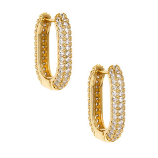 Crystal U-Shape Huggie Earring ~ Gold