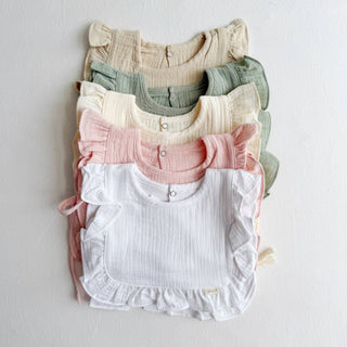 Pink Muslin Cotton Ruffle Baby Bib