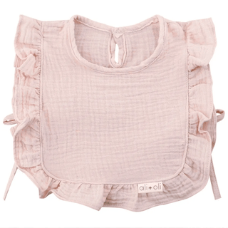 Pink Muslin Cotton Ruffle Baby Bib