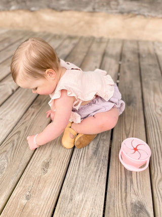 Pink Muslin Cotton Ruffle Baby Bib