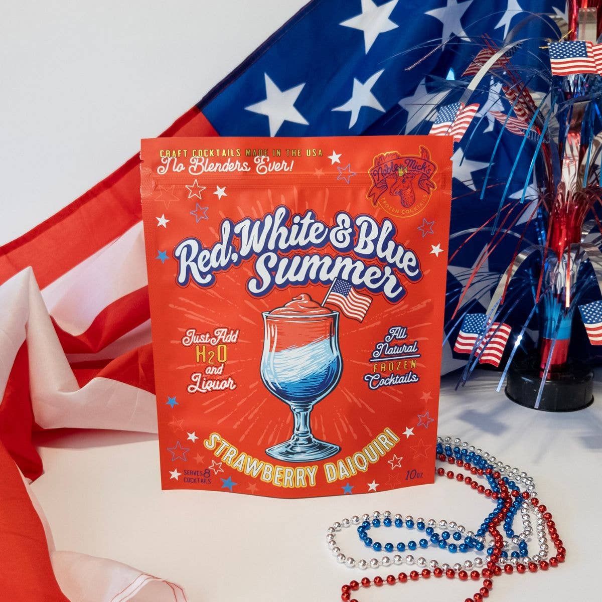 Red, White & Blue Summer Strawberry Daiquiri Frozen Cocktail
