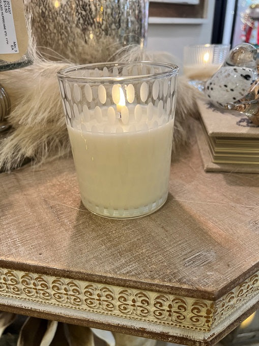 Radiance Etched LED Candle ~ 4" x 5" ~ Simply Ivory