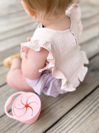 Pink Muslin Cotton Ruffle Baby Bib