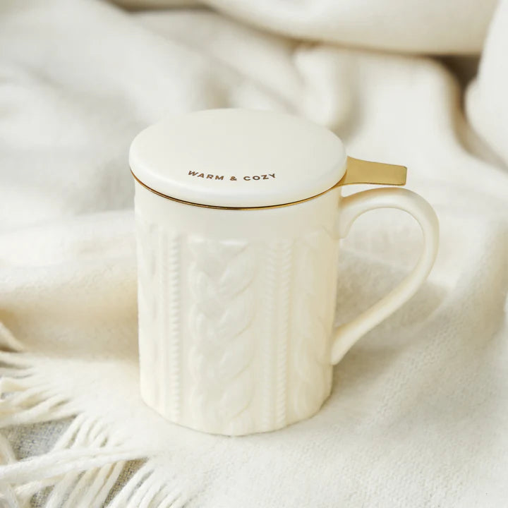 Annette Ceramic Tea Mug and Infuser ~ Knit
