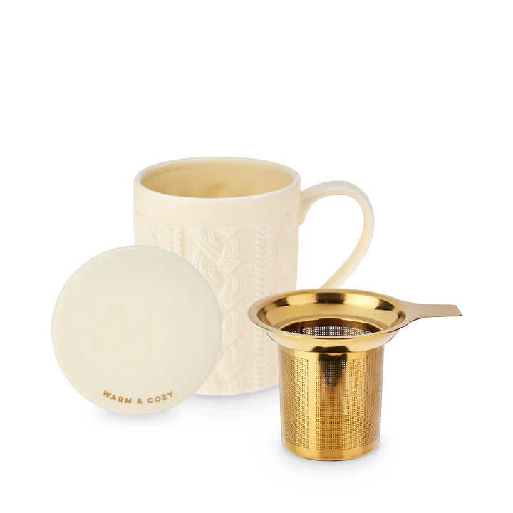 Annette Ceramic Tea Mug and Infuser ~ Knit