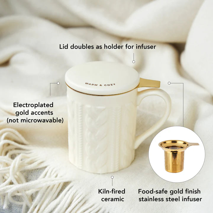 Annette Ceramic Tea Mug and Infuser ~ Knit