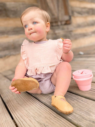 Pink Muslin Cotton Ruffle Baby Bib