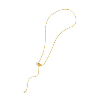Sculpted Droplet Lariat Slider Necklace ~ Gold