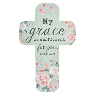 Cross Bookmark Teal Floral My Grace Is Sufficient 2 Cor. 12:9