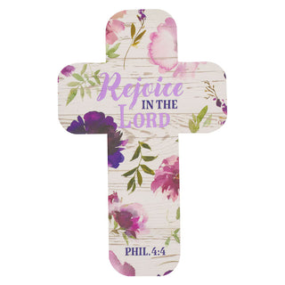 Cross Bookmark Purple Floral Rejoice In The Lord Phil. 4:4