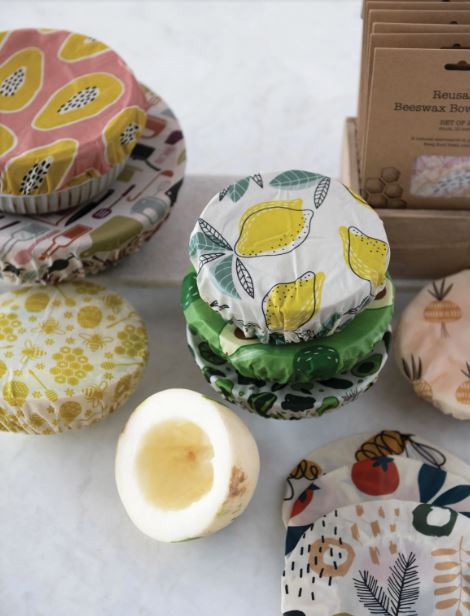Reusable Fabric Beeswax Food Covers ~ Set of 2