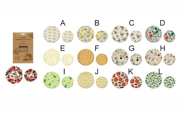 Reusable Fabric Beeswax Food Covers ~ Set of 2