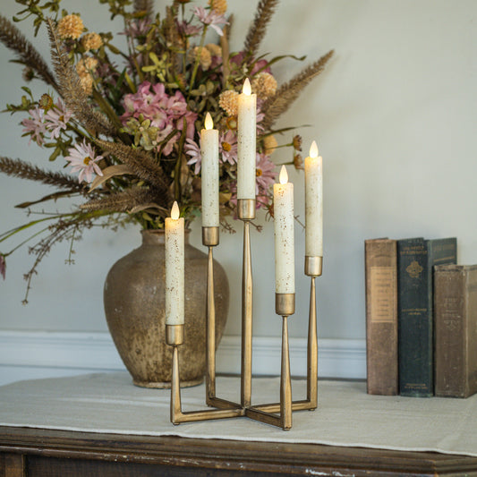 Gold 5 Taper Candle Holder