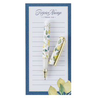 Magnetic Notepad with Pen ~ Rejoice Always 1 Thess. 5:16