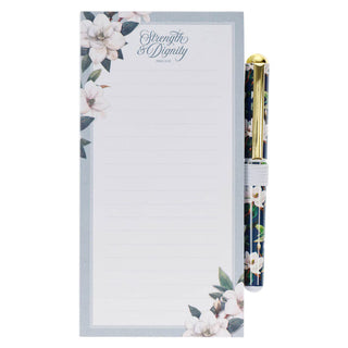Magnetic Notepad with Pen ~ Strength & Dignity Prov. 31:25