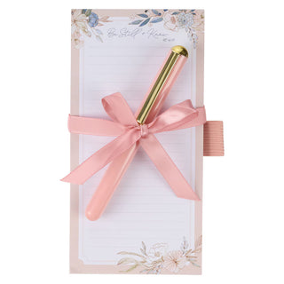 Magnetic Shopping List with Pen ~ Be Still Pink/blue Floral