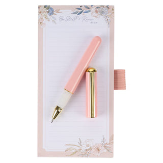 Magnetic Shopping List with Pen ~ Be Still Pink/blue Floral