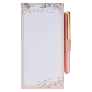 Magnetic Shopping List with Pen ~ Be Still Pink/blue Floral