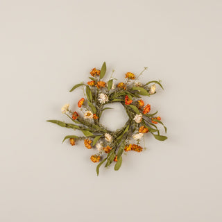 Cream & Orange Mini Daisy Candle Ring ~ 14"
