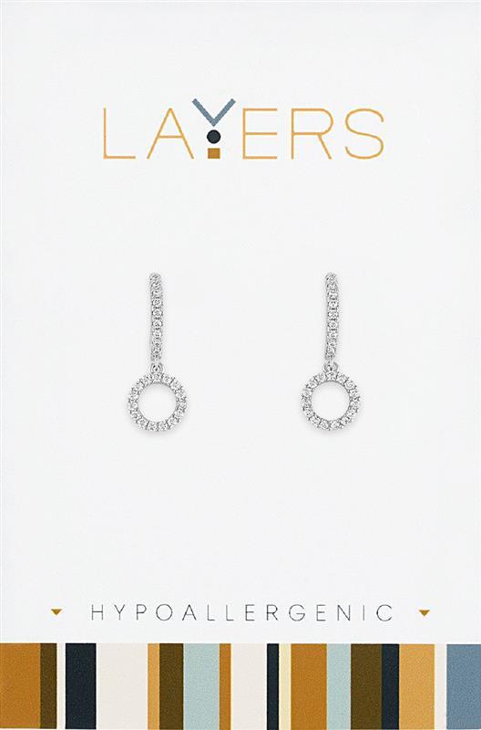 Silver CZ Open Circle Huggie Layers Earrings