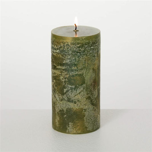 Ritz Green Timber Pillar Candle