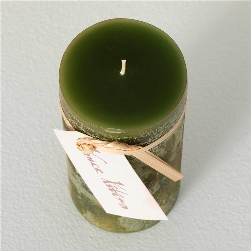 Ritz Green Timber Pillar Candle