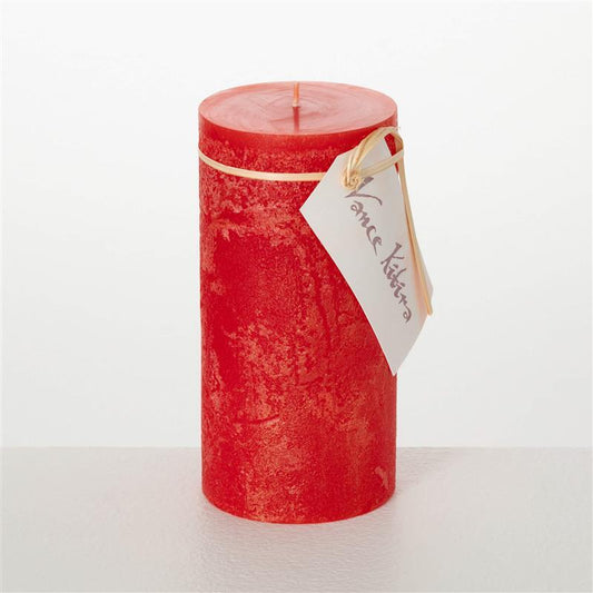 Ritz Red Timber Pillar Candle