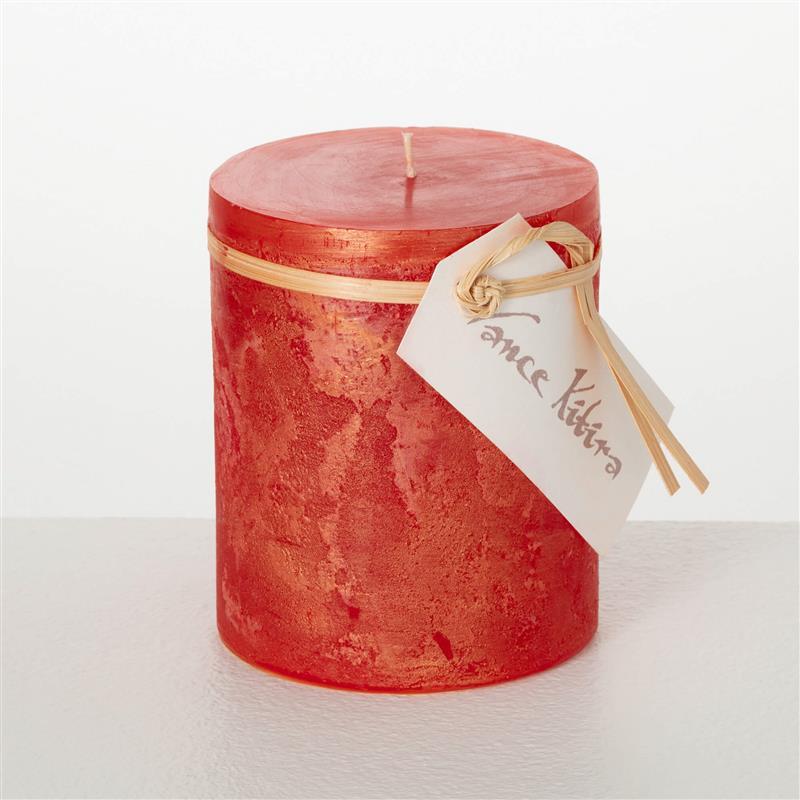 Ritz Red Timber Pillar Candle