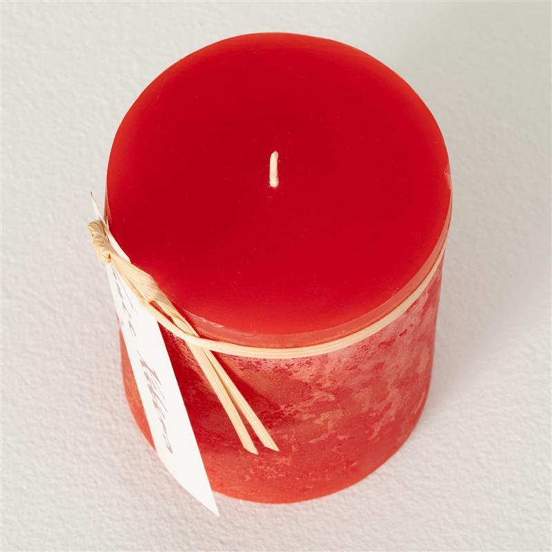 Ritz Red Timber Pillar Candle