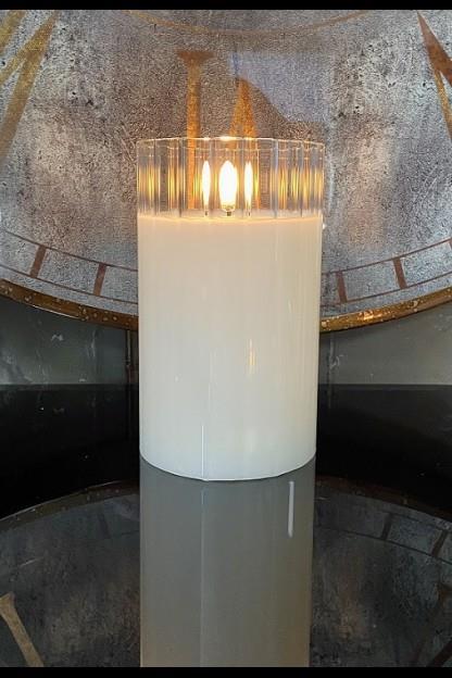 Radiance Faceted LED Candle ~ 3.5" x 6" ~ Simply Ivory