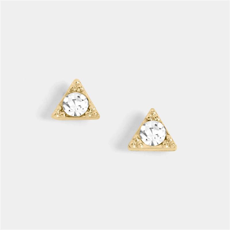 Triangle Stone Stud Earrings ~ Gold
