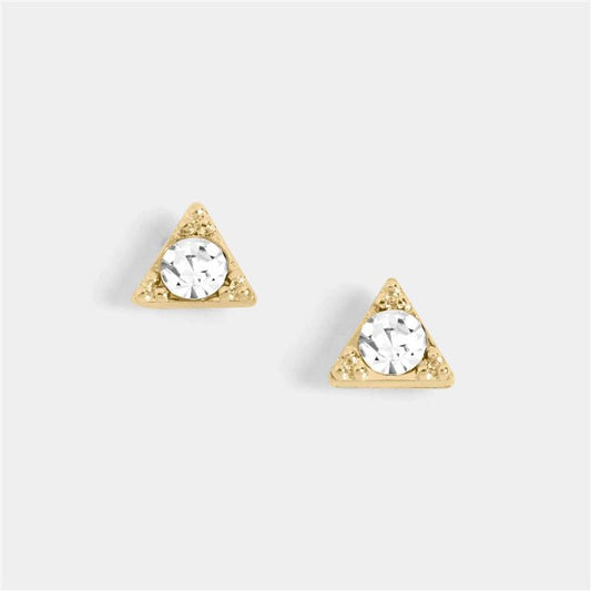 Triangle Stone Stud Earrings ~ Gold
