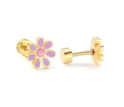 Elsie ~ Purple Flower ~ Stud Earrings