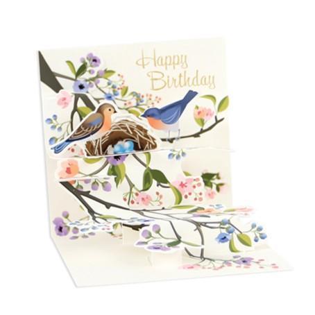 Mini Pop-Up Card ~ Perched Birds ~ Birthday