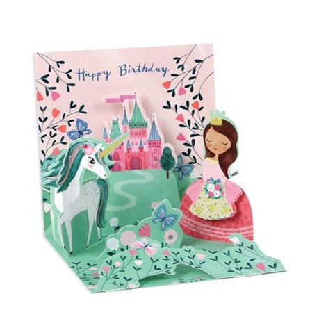 Mini Pop-Up Card ~ Princess & Unicorn ~ Birthday