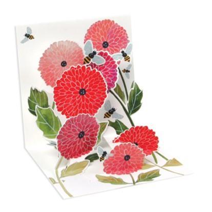 Mini Pop-Up Card ~ Dahlias & Bees ~ All Occasion