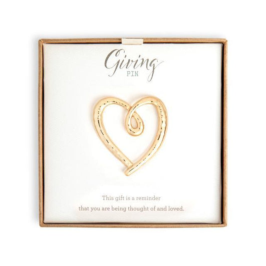GOLD HEART GIVING PIN