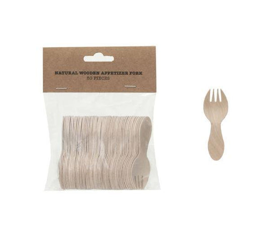 Wood Single Use Spork ~ Set of 50
