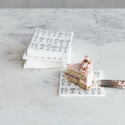 Paper Cocktail Napkins with Wine Art