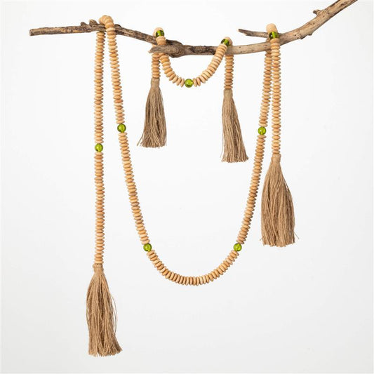 Beaded Garland with Green Beads ~ Set of 2