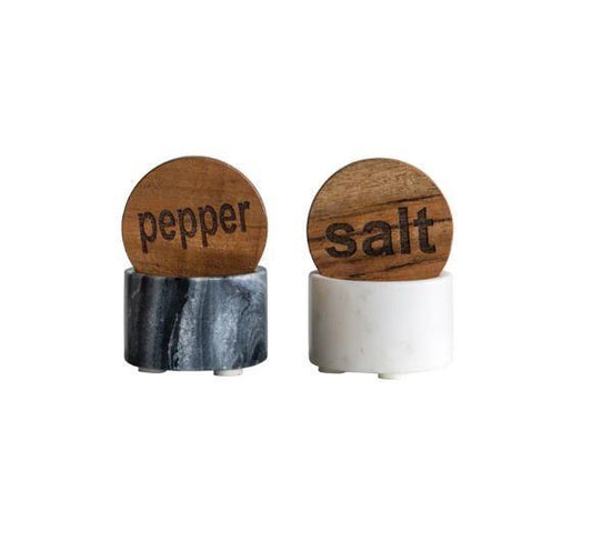 Salt & Pepper Container with Wood Lids