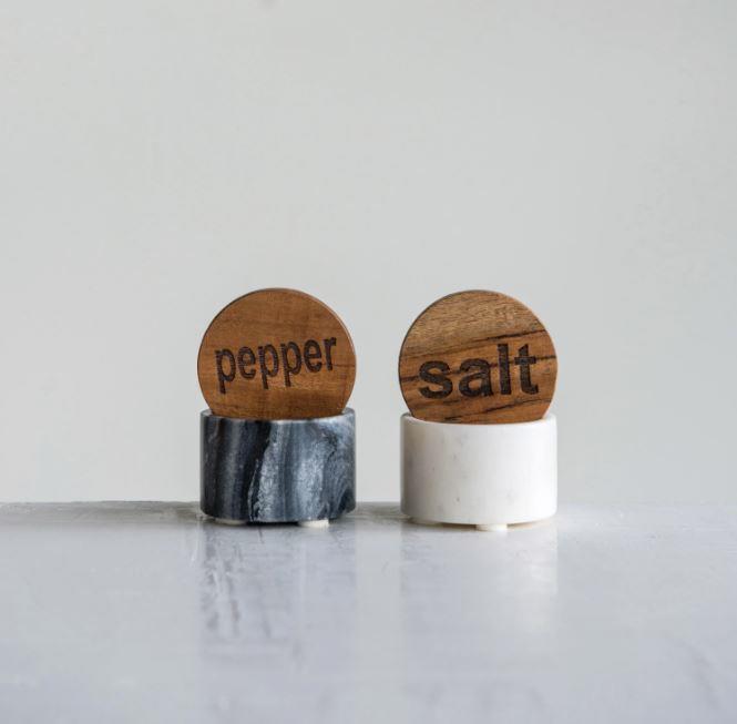 Salt & Pepper Container with Wood Lids