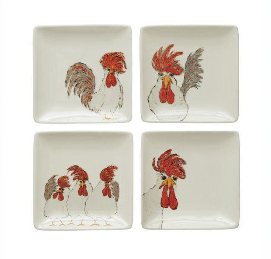 Stoneware Plate with Rooster